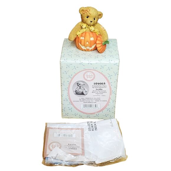 Cherished Teddies Leslie Friendship Is Pumpkin Up Everywhere Fall Figurine 2.5" - Picture 1 of 10
